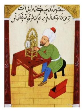scholar-studying-the-workings-of-a-clock-ottoman-manuscript-17th-century